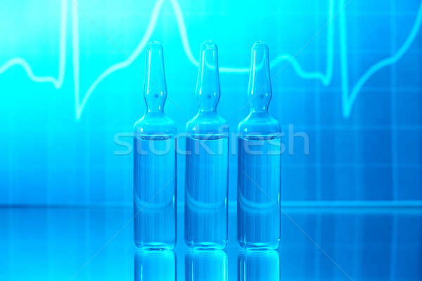 Ekg gyógyszer orvosi üveg monitor kék Stock fotó © Amaviael