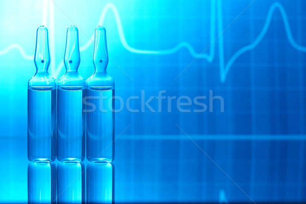 кардиограмма медицина медицинской стекла контроля синий Сток-фото © Amaviael