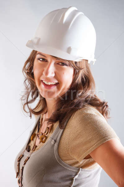 Mosolyog építész mosolygó nő designer üzlet munkás Stock fotó © Amaviael