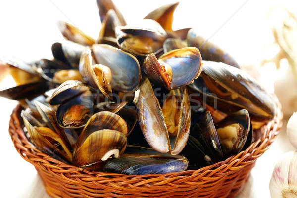Mussels in basket Stock photo © Amaviael