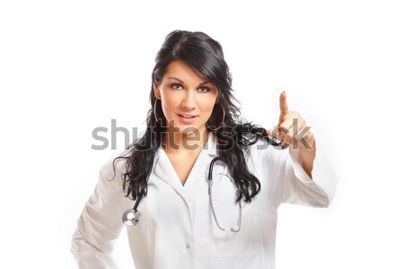Stock photo: Medicine doctor pointing at something with his finger