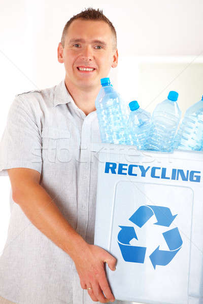 Foto stock: Reciclagem · homem · feliz · completo