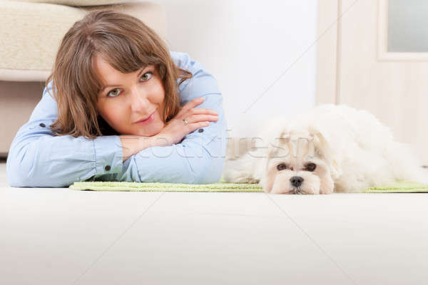 Perro propietario pequeño piso casa Foto stock © Amaviael