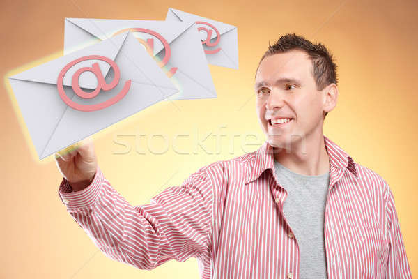 Repülés férfi kéz email üzenetek jövő Stock fotó © Amaviael