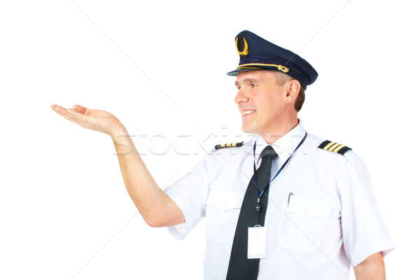 Légitársaság pilóta tart kéz derűs visel Stock fotó © Amaviael