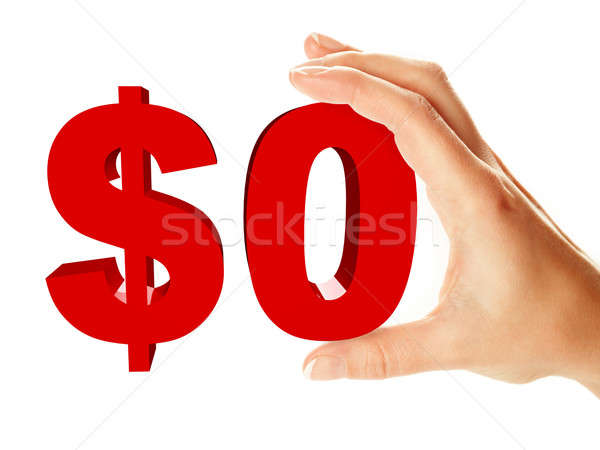 Zero dollar sign holding by female hand Stock photo © Amaviael