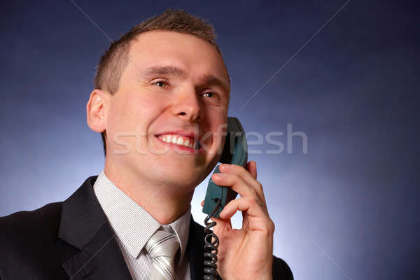 Iş adamı politikacı gülen telefon iş mutlu Stok fotoğraf © Amaviael