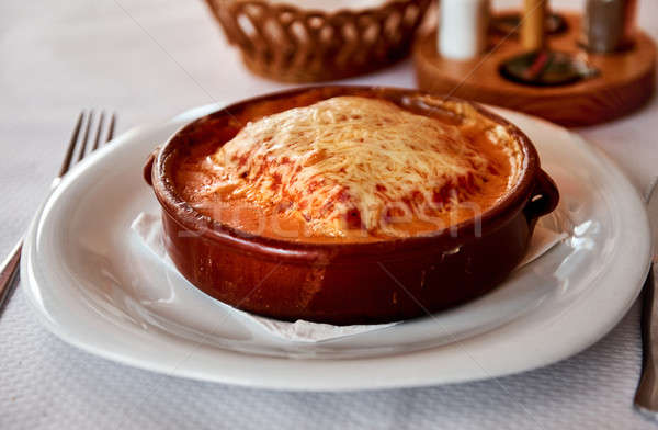 Baked lasagna in a bowl at restaurant Stock photo © amok