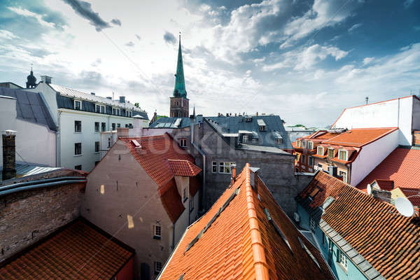 Riga óváros tetők Lettország égbolt épület Stock fotó © amok