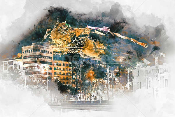 城 サンタクロース スペイン デジタル 水彩画 絵画 ストックフォト © amok