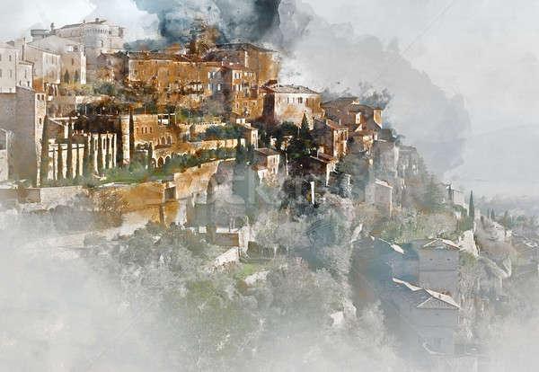 View to the Gordes, is a very beautiful hilltop village in France Stock photo © amok