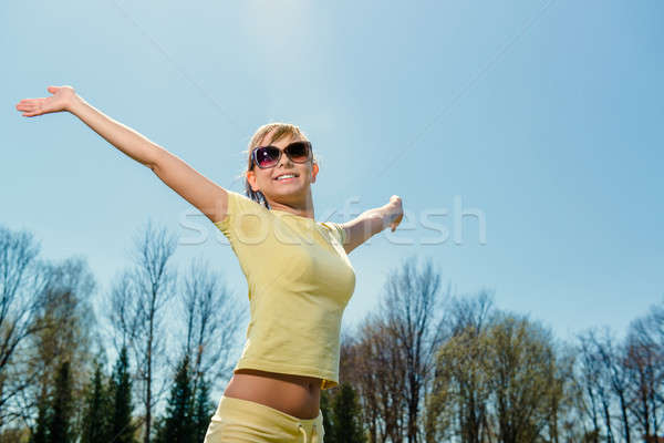 Cheerful attractive girl enjoying nature. Freedom concept Stock photo © amok