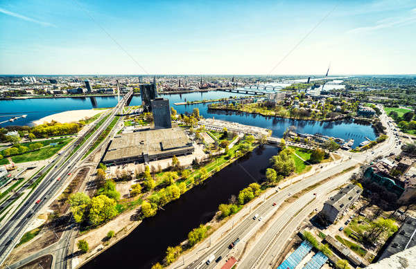 антенна панорамный мнение Рига город Латвия Сток-фото © amok