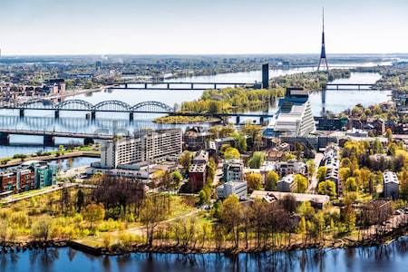 Panorama Riga şehir Letonya iş gökyüzü Stok fotoğraf © amok