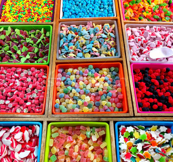 Variety of multi colored jelly candies in a candy shop Stock photo © amok