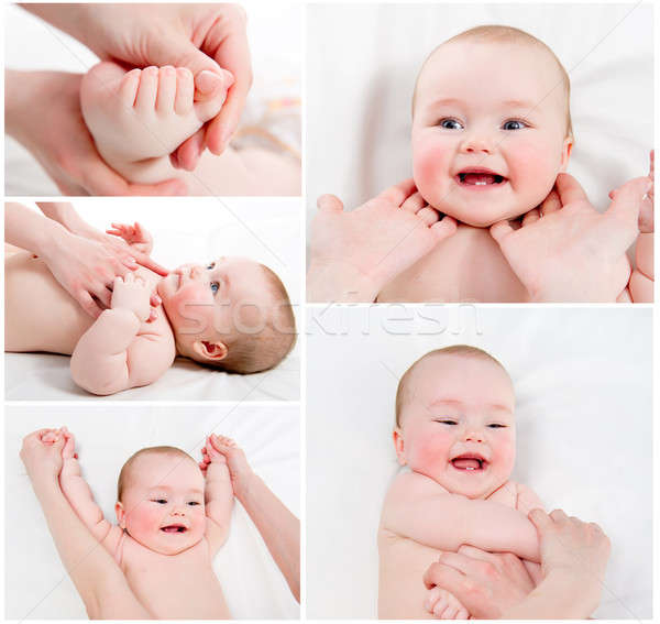Adorable Baby massage collage Stock photo © amok