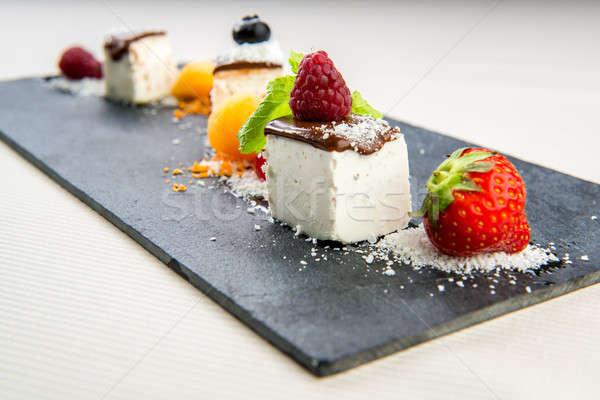 Stock photo: Mascarpone and forest berries