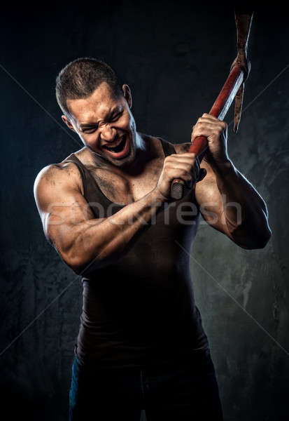 Muskularny człowiek pracy metal mięśni Zdjęcia stock © amok
