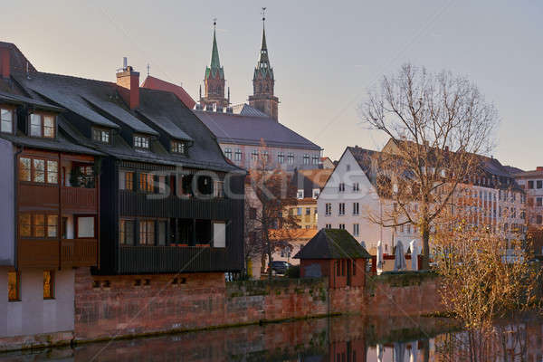 Ancient architecture and The Pegnitz river in Nuremberg, Bavaria Stock photo © amok