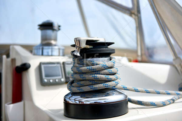 Winch with rope on sailing boat Stock photo © amok