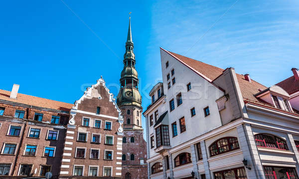 Kilise Riga Letonya Özel aziz gökyüzü Stok fotoğraf © amok