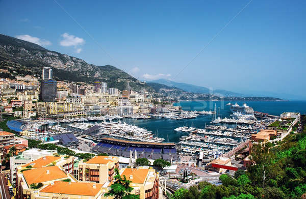 Cityscape port Monaco charakter górskich lata Zdjęcia stock © amok