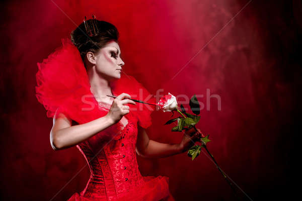 красный королева женщину Creative макияж пушистый Сток-фото © amok