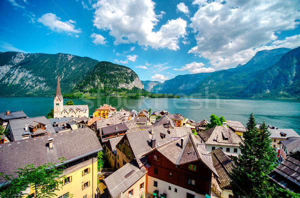 [[stock_photo]]: Vue · alpine · village · Autriche · ciel · paysage