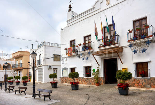 Empty central square of Felix village at Christmas eve. Spain Stock photo © amok