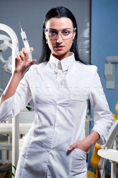 Arts medische spuit vrouw technologie Stockfoto © amok