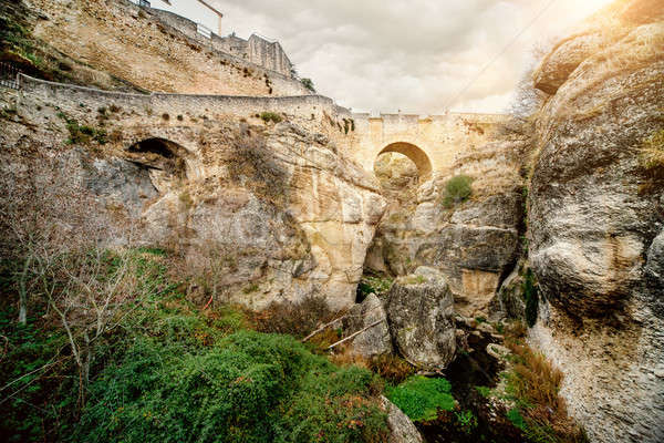 View of Ronda Bridge and canyon. Ronda is a beautiful city in th Stock photo © amok