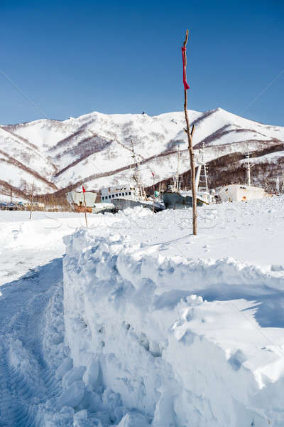 Schip kerkhof bergen sneeuw berg dode Stockfoto © amok