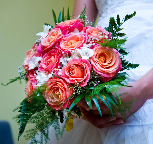 Stockfoto: Mooie · boeket · handen · bruiloft