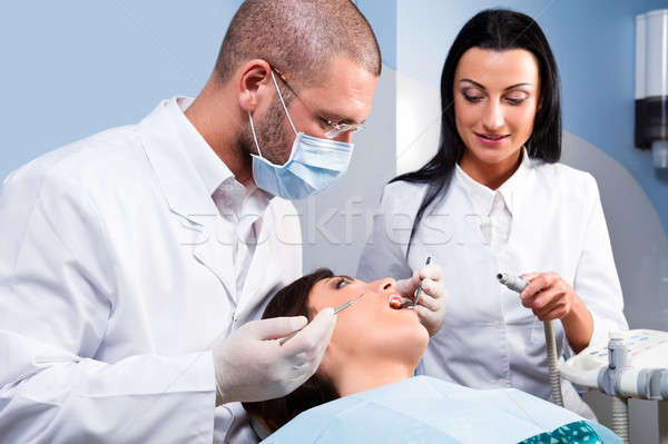 Masculino dentista assistente paciente dental clínica Foto stock © amok