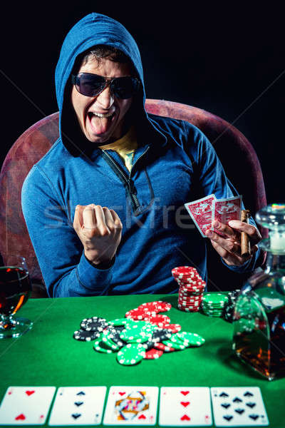 Poker Spieler Glas Casino jungen Erfolg Stock foto © amok