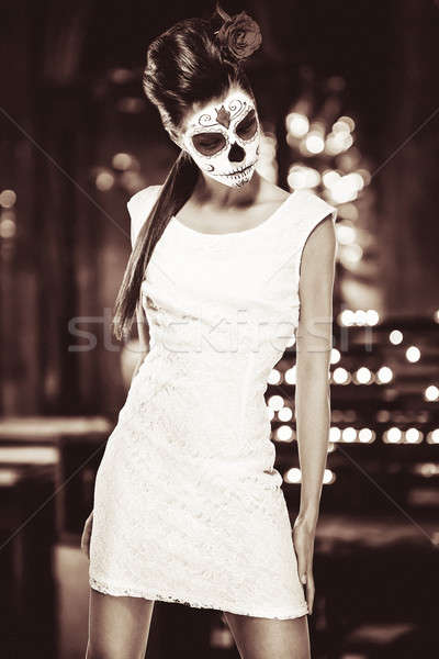 Day of the dead girl with sugar skull makeup  Stock photo © amok