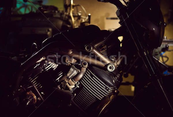 Motorrad Reparatur Workshop Fahrrad Geschwindigkeit Macht Stock foto © amok