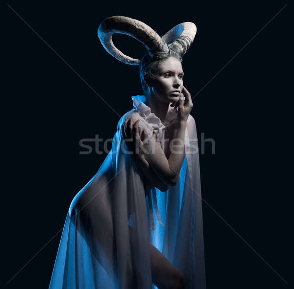 Woman with goat body-art Stock photo © amok