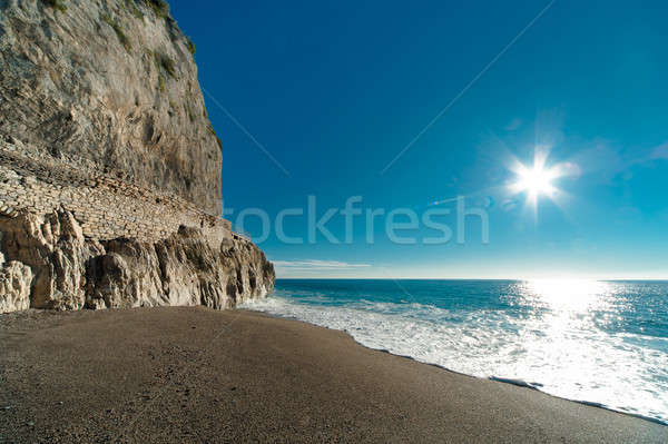 Beautiful sunny day landscape,blue sea and old wall  Stock photo © amok
