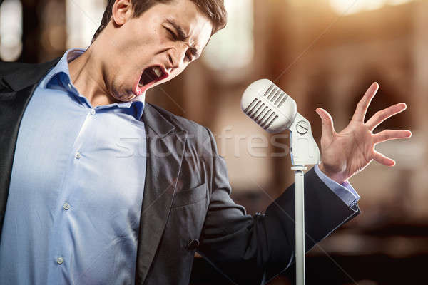 Homme élégante noir veste bleu shirt [[stock_photo]] © amok