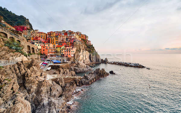 Zonsondergang Italië klein kust dorp Italiaans Stockfoto © amok