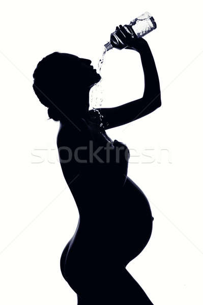 Stockfoto: Zwangere · vrouw · drinkwater · water · baby · lichaam · achtergrond