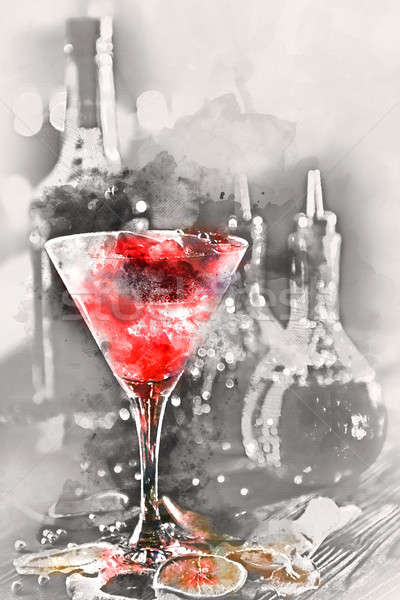 Digitale acquerello pittura cocktail vetro arancione Foto d'archivio © amok