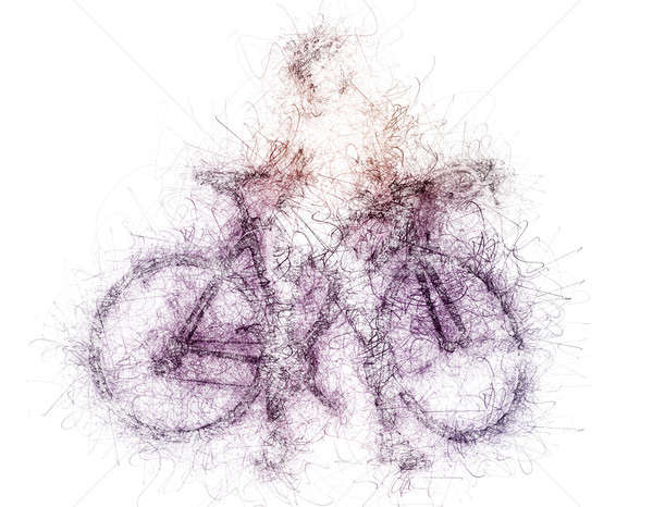 Sketch of woman with a bicycle. Digital art Stock photo © amok