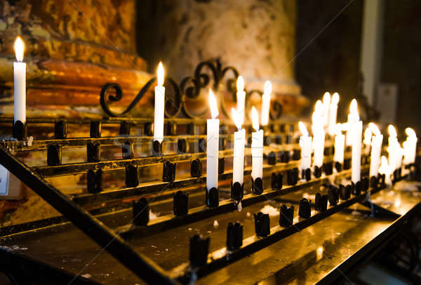 Burning candles in a church Stock photo © amok