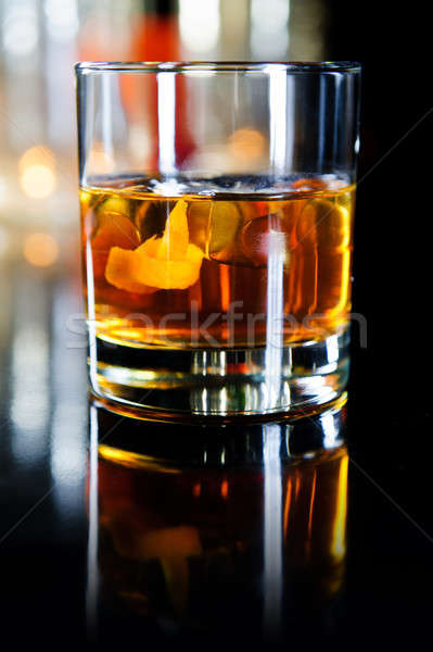 Stock foto: Glas · Whiskey · Eiswürfel · Früchte · Restaurant · bar