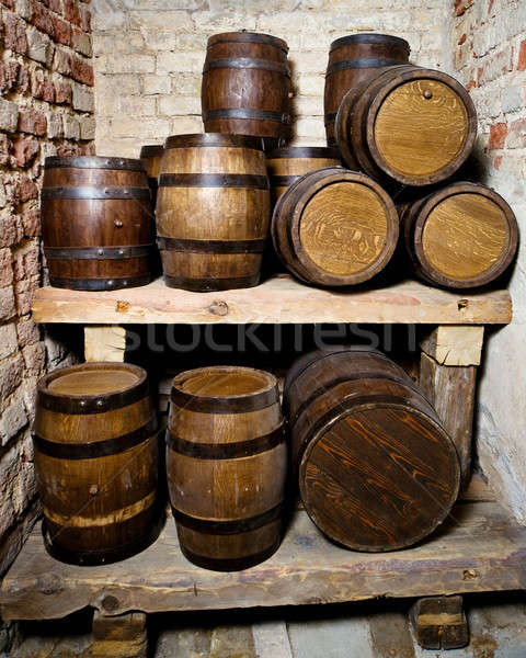 Alten Weinkeller Wein Holz Jahrgang Alkohol Stock foto © amok