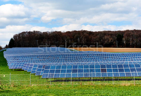 太陽能電池板 綠色 場 天空 草 性質 商業照片 © amok