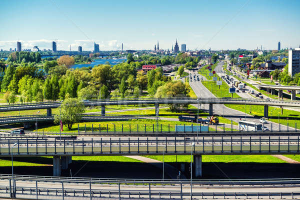 Widoku południowy most Ryga Łotwa krajobraz Zdjęcia stock © amok