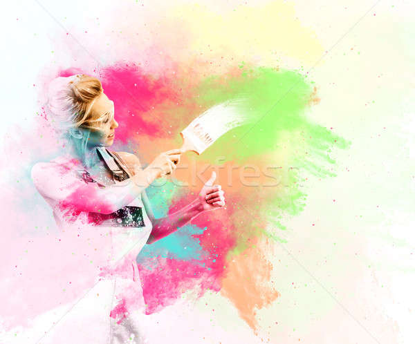 [[stock_photo]]: Homme · travailleur · peinture · mur